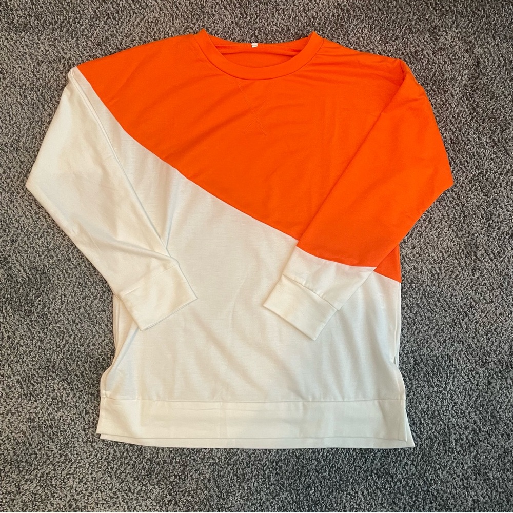 NWT Orange and White Long Sleeve Shirt